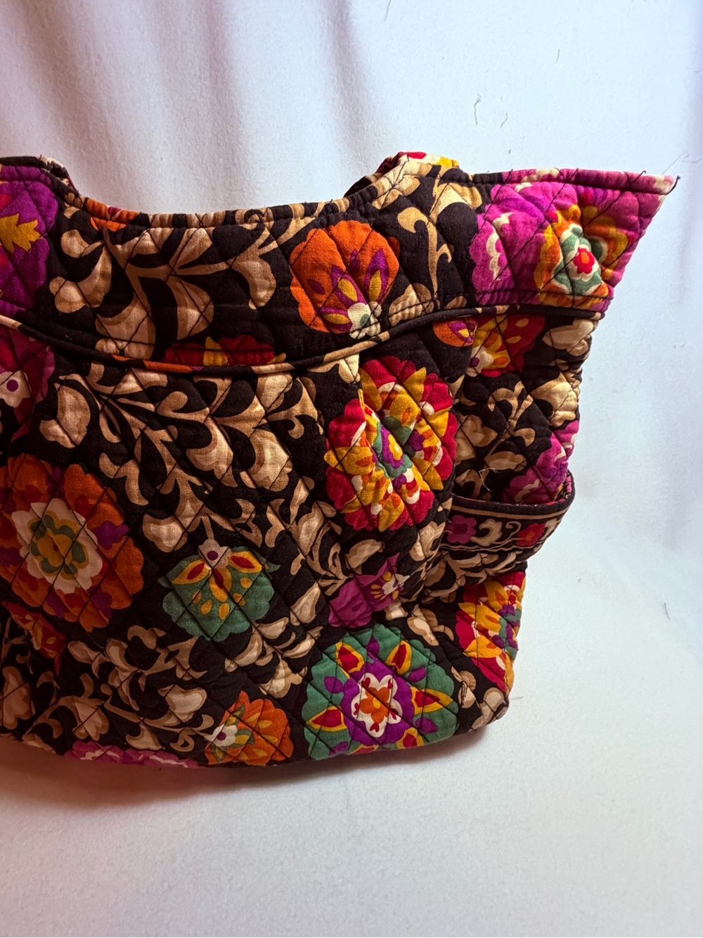 Vera Bradley Quilted Floral Patchwork Tote - Black Multi
